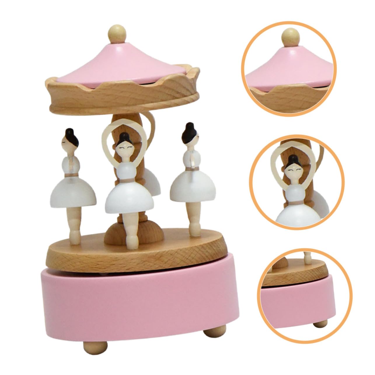 Healifty Caja de Música de Bailarina de Madera Caja Giratoria de Ballet para Niñas Decoración de Escritorio para Cumpleaños y Regalos