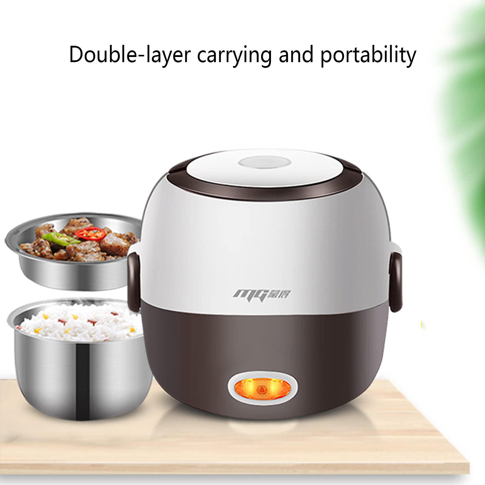 CASOTA Fiambrera Bento Caja Bento Cajas Bento con Compartimentos Hombres Adultos A Prueba de Fugas Eléctrica for Mujeres Termo con Aislamiento Térmico Acero Inoxidable Doble Capa Automático 220V 200W