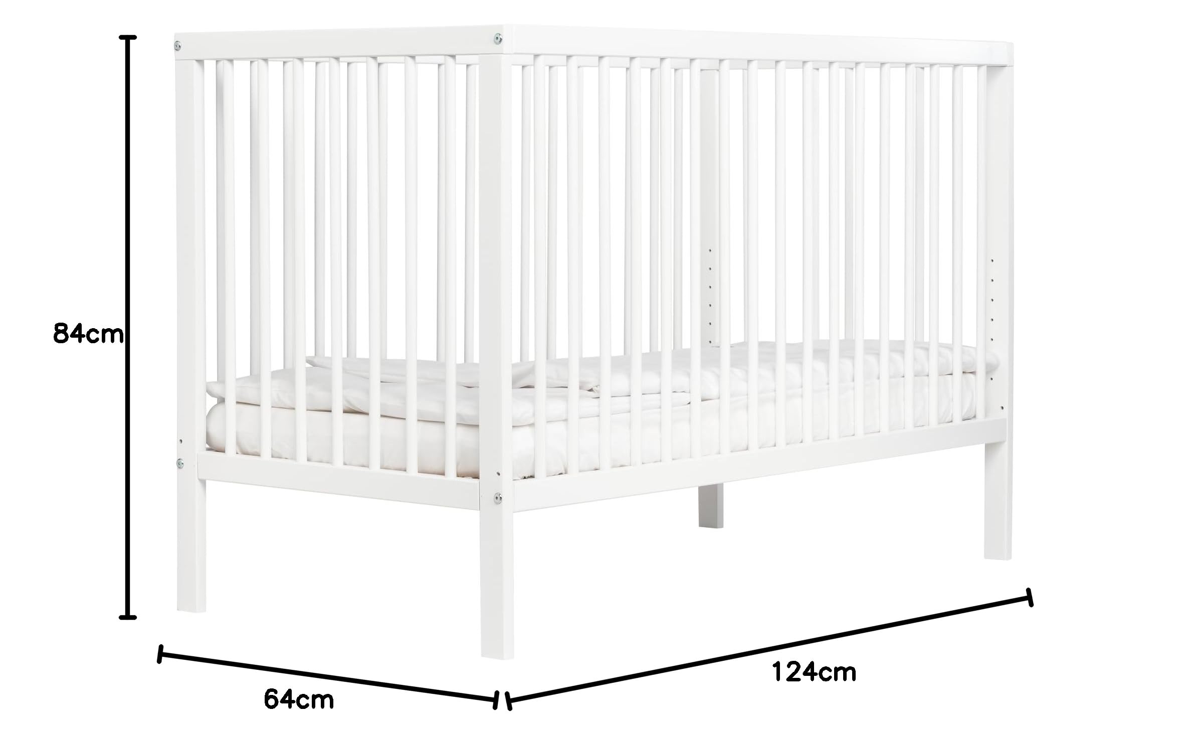Mokee Mini Lit Bébé Evolutif - Lit Bébé Convertible 100% en Bois Massif - Berceau Transformable en Lit Enfant - Sommier à Lattes - Lit à Barreaux