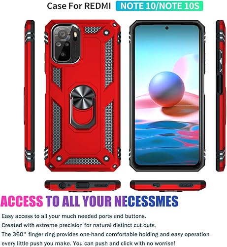 Miniatura 8 de Zoeirc Funda para Redmi Note 10 4GNote 10S M2101K7BG con protector de pantalla de vidrio templado grado militar Funda protectora magnética para