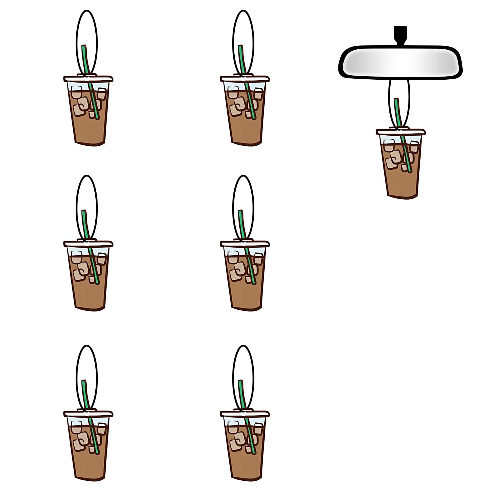 6 Pcs Iced Coffee Car Air Fresheners, Funny Iced Coffee Hanging Car Air Fresheners Long Lasting Cute Car Mirror Scented Hanging Car Decoration Ornaments Gift Interior Accessories for Men Women