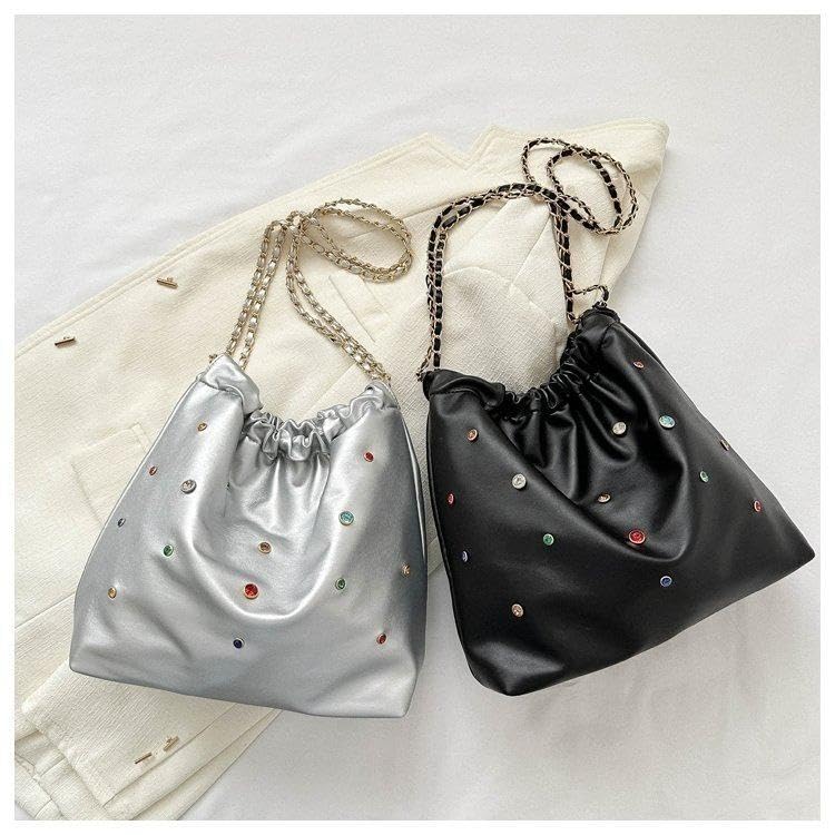 Amazon.co.jp: ショルダーバッグ ビジュー ストーン カラフル PUレザー