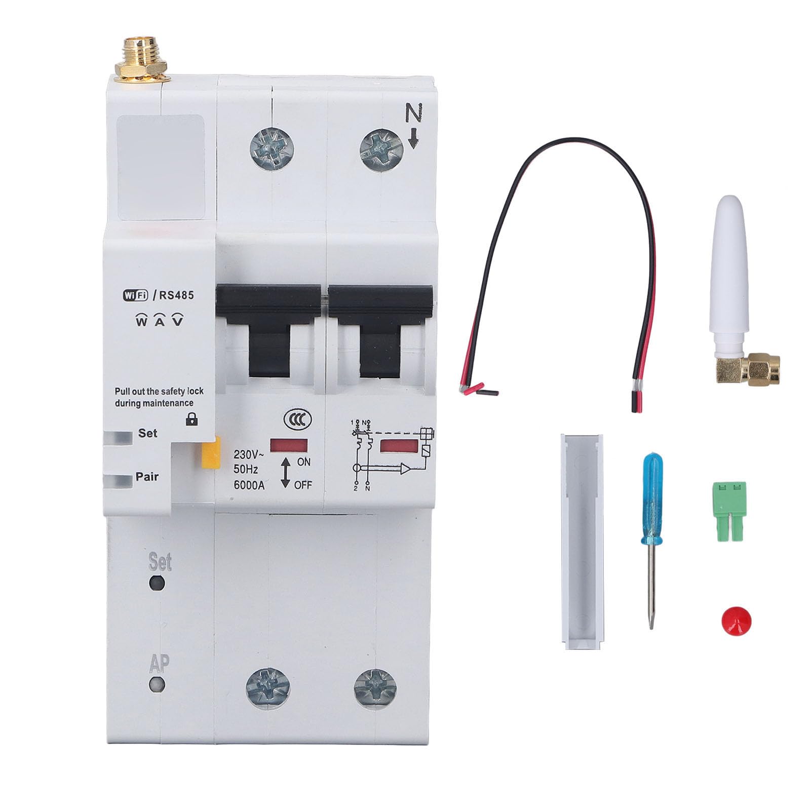 Interruttore WiFi Circuit Breaker 2P Controllo vocale di controllo VOCE Smart Air Switch con protezione sovraccarico AC230V (16A)