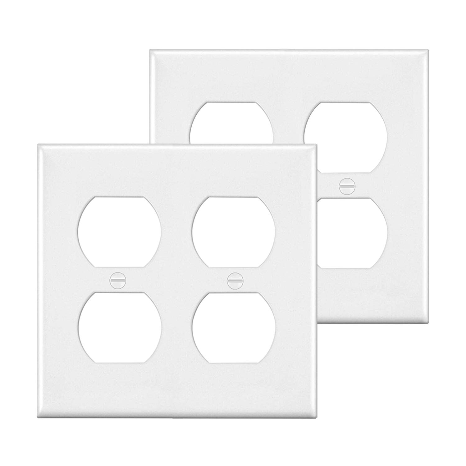Photo 1 of [2 Pack] BESTTEN 2-Gang Duplex Wall Plate, Standard Size, Unbreakable Polycarbonate Outlet and Switch Cover, UL Listed, White