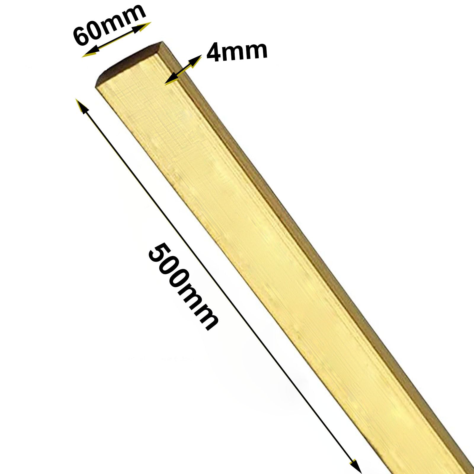 COYOUCO Brass Flat Bar, 4Mm Thickness 500Mm Length,Brass Flat Bar Stock, Solid Plate Mill Stock,60mm