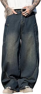 Nutriangee Men's Women Y2K Baggy Barrel Jeans Loose Wide Leg Denim Pants