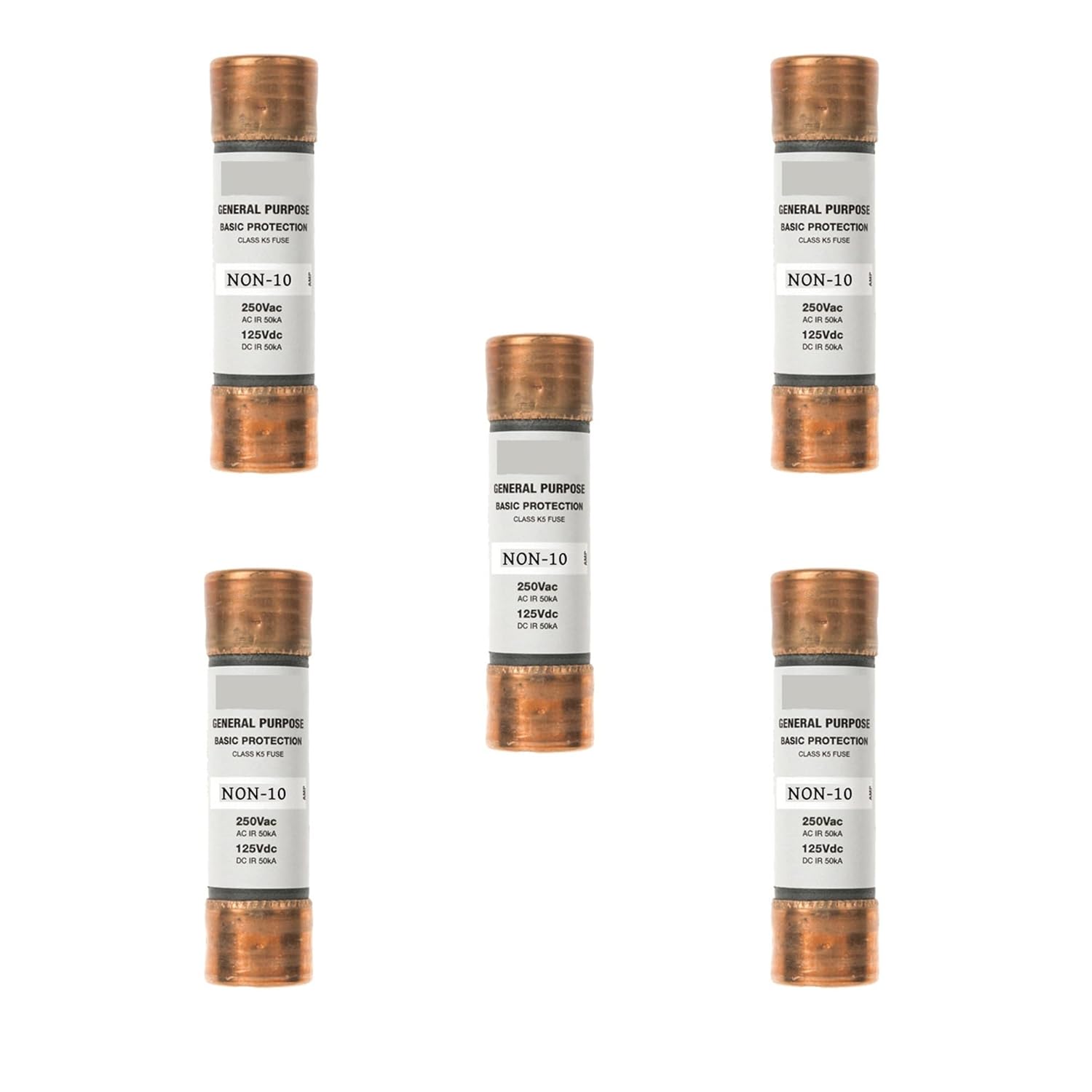 5-Pack NON-10A Non 10 Amp ONE-TIME Fuse,NON-10 Current Limiting Class K5 Cartridge Fuse