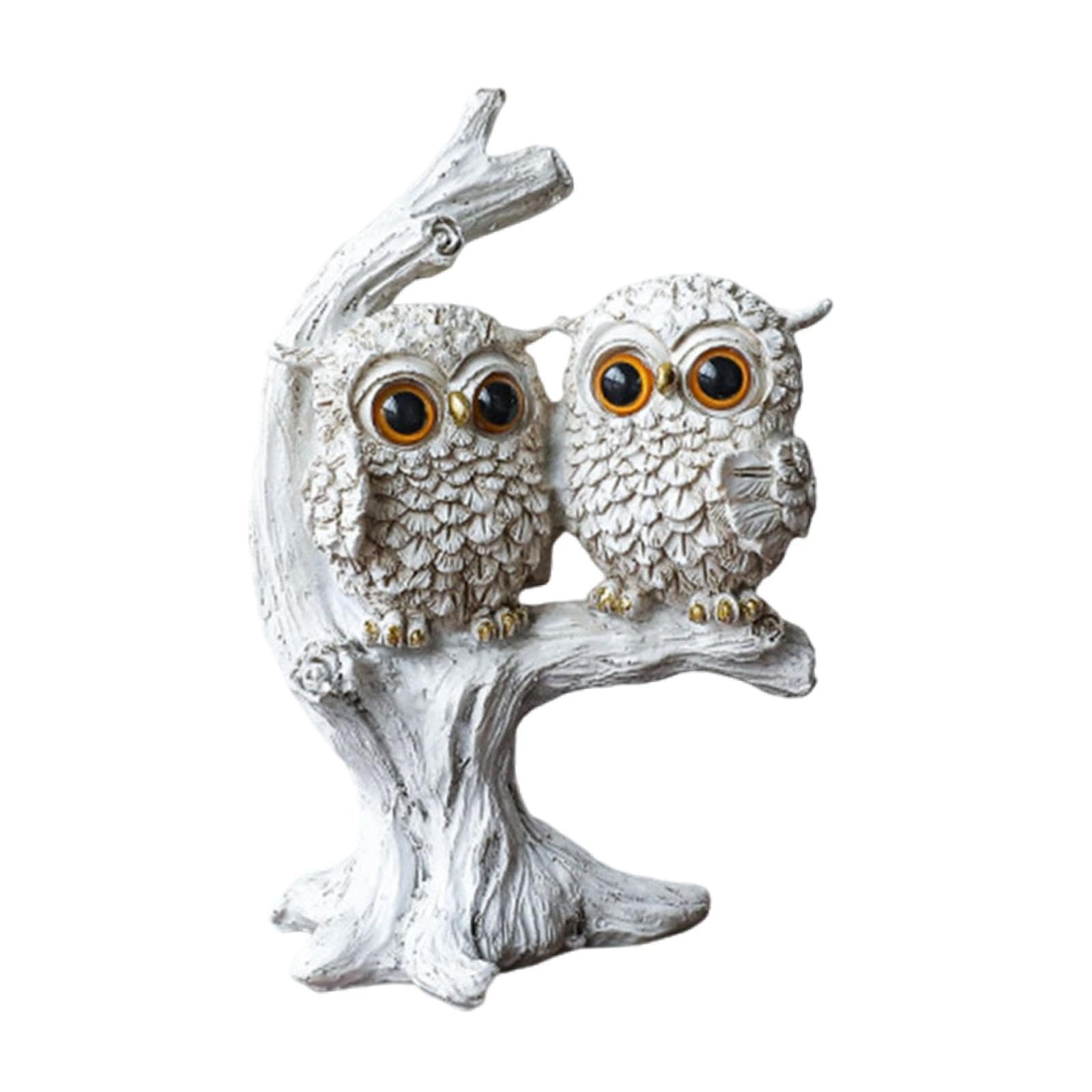 TWISAXC for Creative Owl Ornament Ren Sculpture Cute Reliable White Owl Statue Is Made Of Ren Figurine Hotel Restaurant, 2 owls