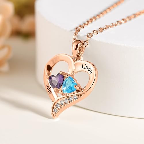 Miniatura 5 de Lam Hub Fong Collar con nombre para mujer, regalos personalizados para el día de la madre, collar de piedra natal para madre e hija, regalos