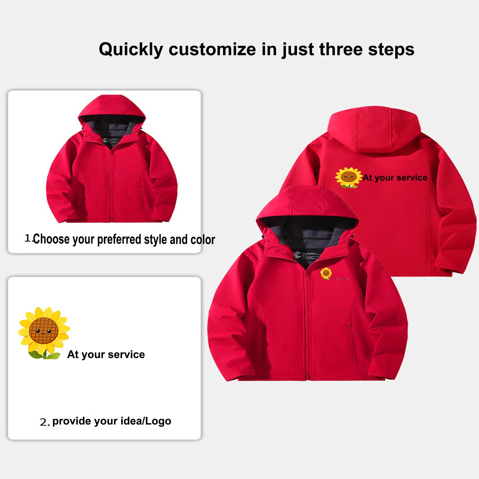 Kapuzenjacke Personalisier Maßgeschneiderte Jacke mit Foto Und Text Softshelljacke Unisex KapuzenjackeRed,4XL