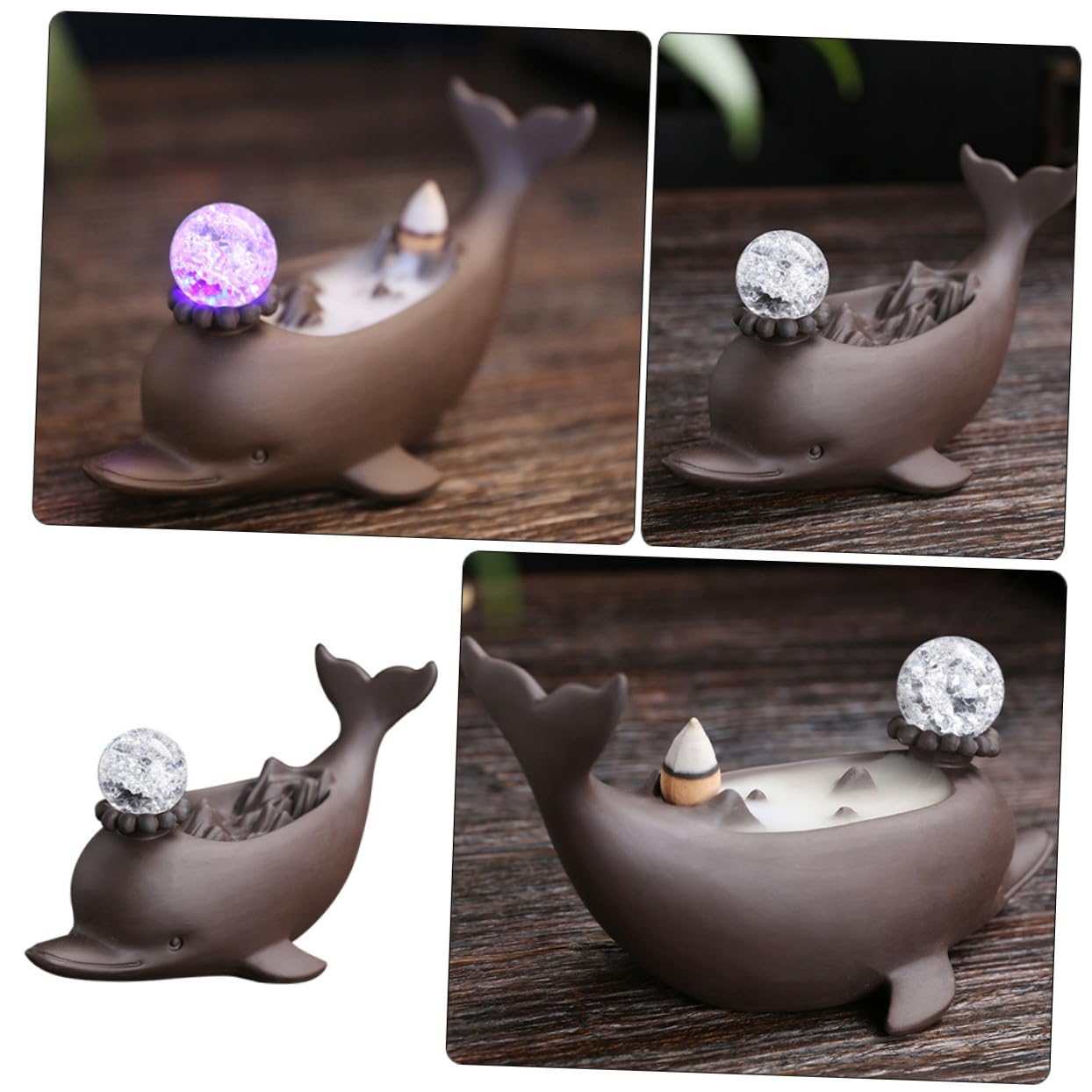 Porta incenso artistico a flusso inverso, in ceramica, per la decorazione della casa, per aromaterapia, relax, meditazione, sollievo dallo stress, regalo creativo per gli amanti dei delfini