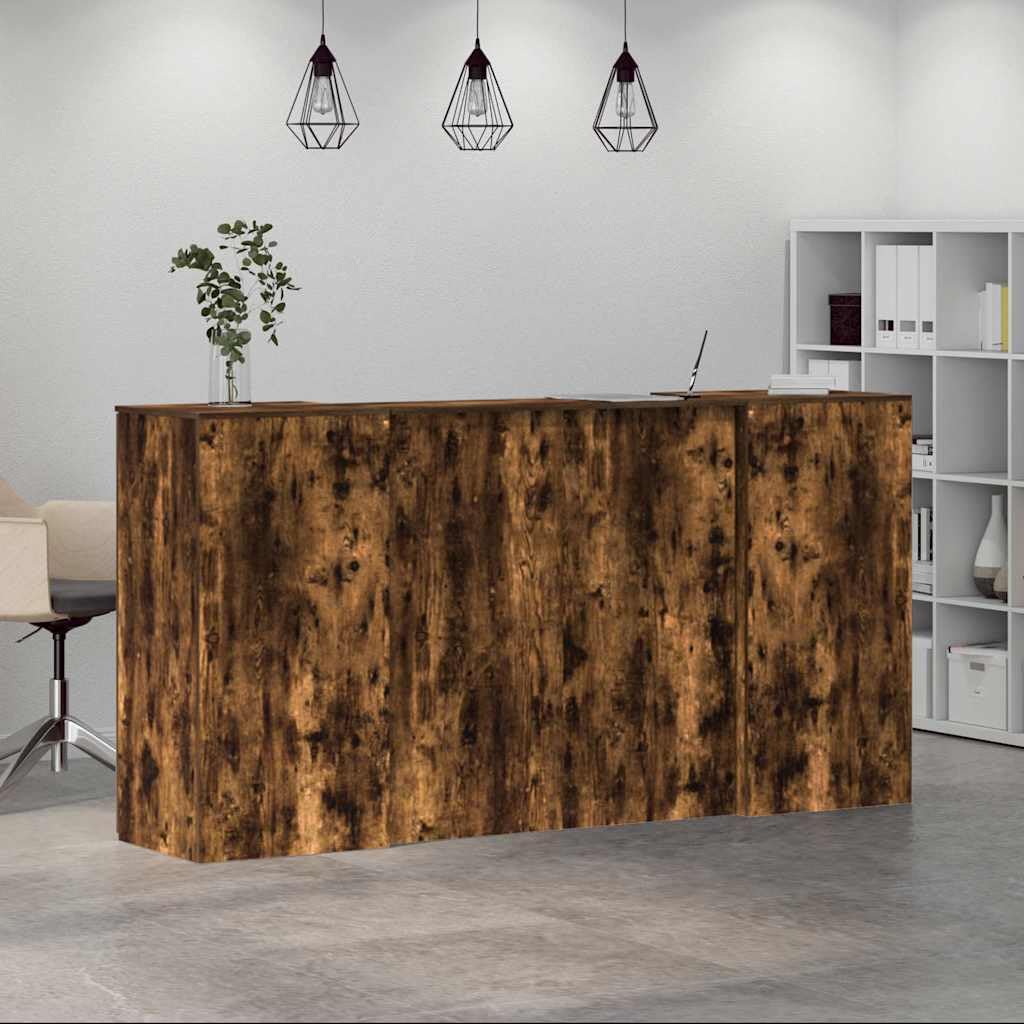 Banco di reception per affumicatura, 200 x 50 x 103,5 cm, robusto materiale in legno per ufficio e casa, scrivania versatile con spazio di archiviazione