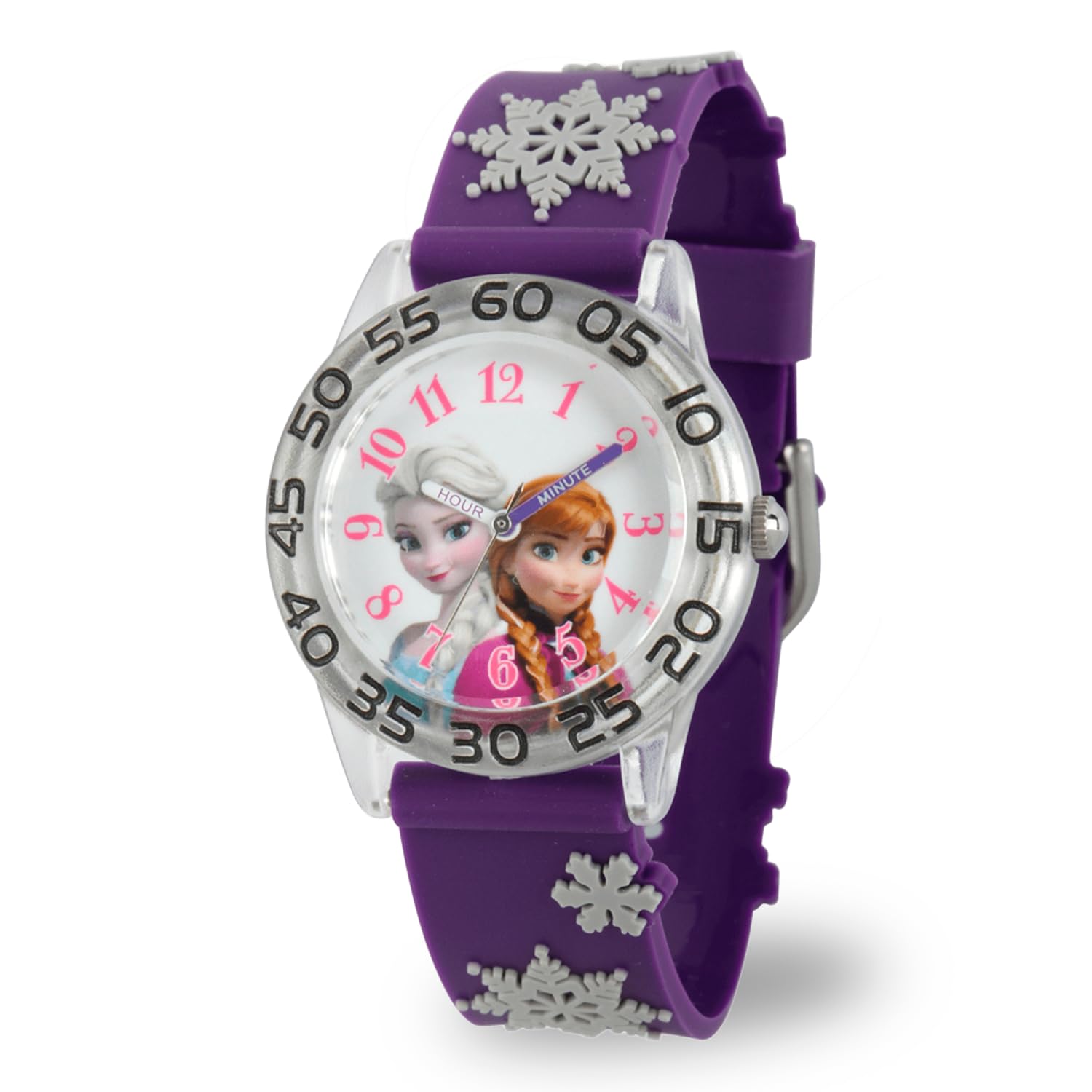 Disney Kids' W002437 Frozen ELSA & Anna Lernuhr mit Analog-Display, Armbanduhr, Analog, Lila, Quarz