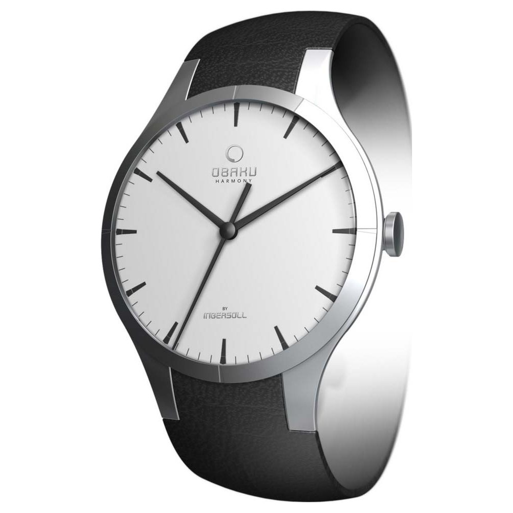 Obaku Women's Blossom White Dial Black Leather