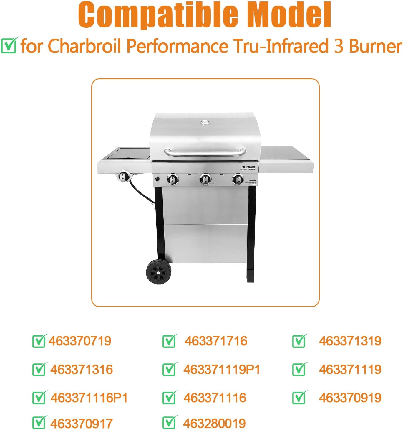 Grill Grates for Charbroil Performance Tru-Infrared 3 Burner 463370719 463371116 463370919 463344116, Enameled Steel Emitters Plates for Char-Broil 463371716 463633316, G460-0500-W1, 17 x 25.5"