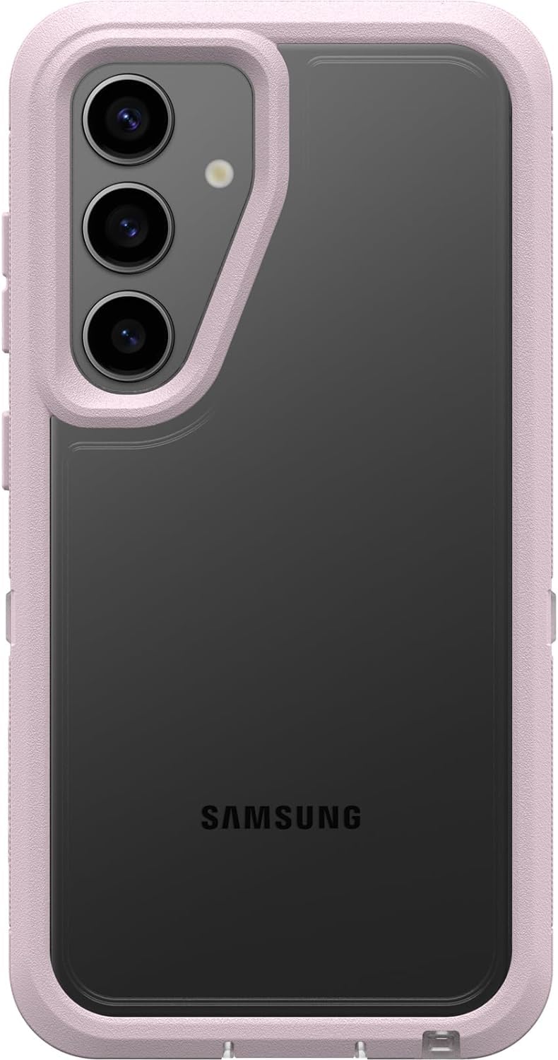 OtterBox Defender Series XT - Custodia trasparente per Samsung Galaxy S24 (trasparente/rosa), senza schermo, robusta, con cordino di fissaggio