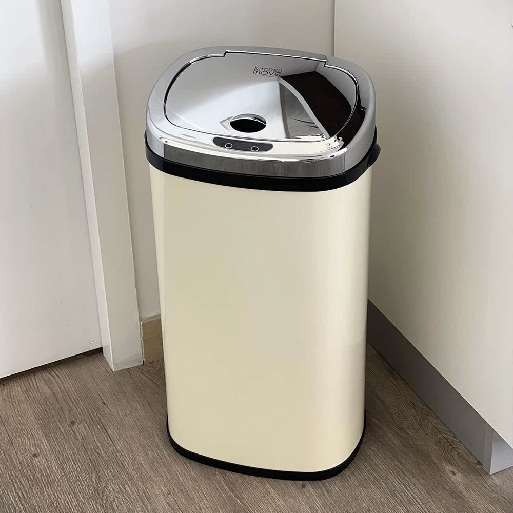 Kitchen Move Cubo de Basura automático 42 L Largo Beige, INOX, Crema, 32x25x64cm