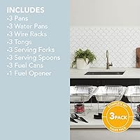 Vista 3 de Alpha Living Disposable Chafing Dish Buffet Set, Food Warmers for Parties, Fuel Cans Complete Set, Half Size Pans, Warming Trays (3 Pack)