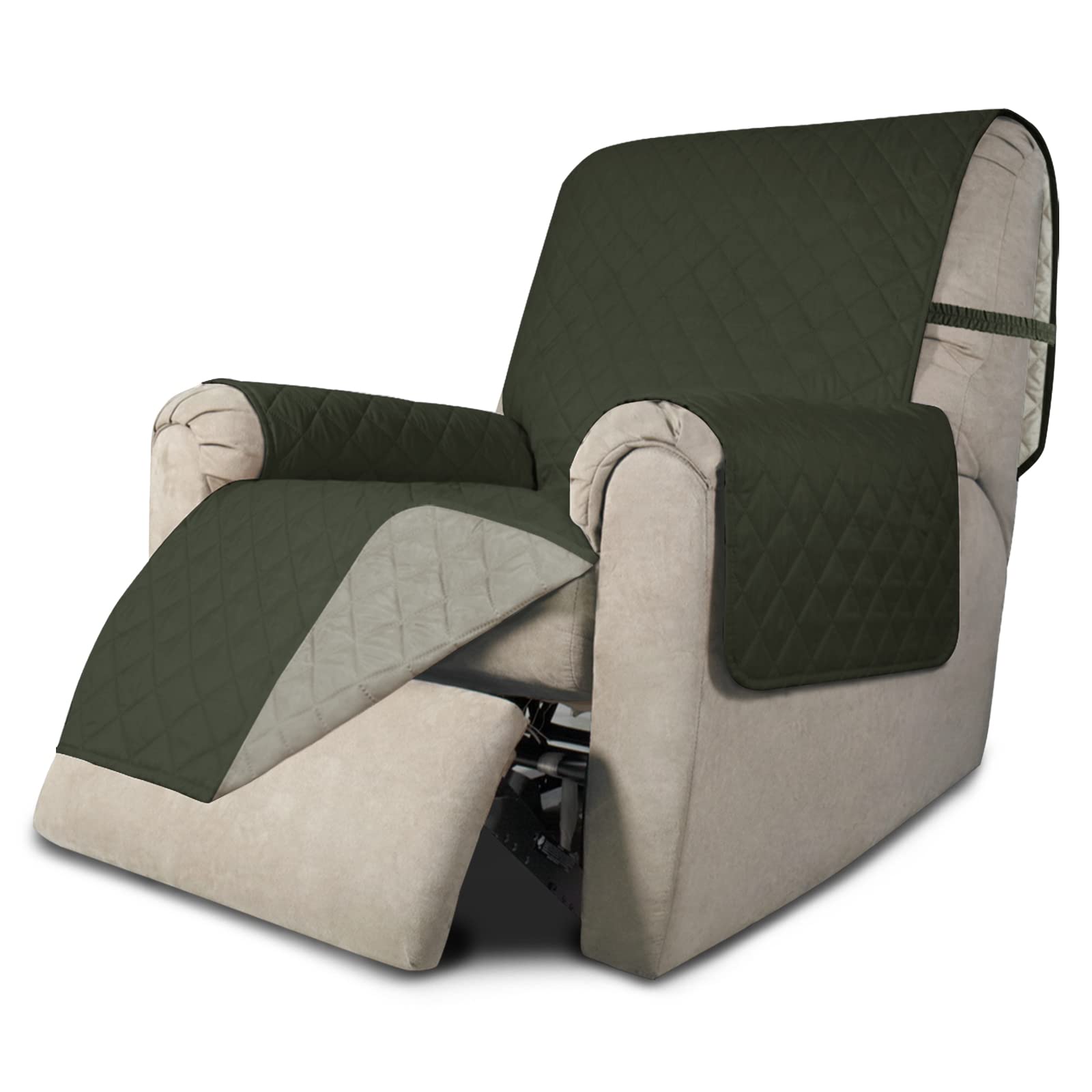 Easy-Going Reversible Couch Cover, Recliner 22 in, Army Green/Beige