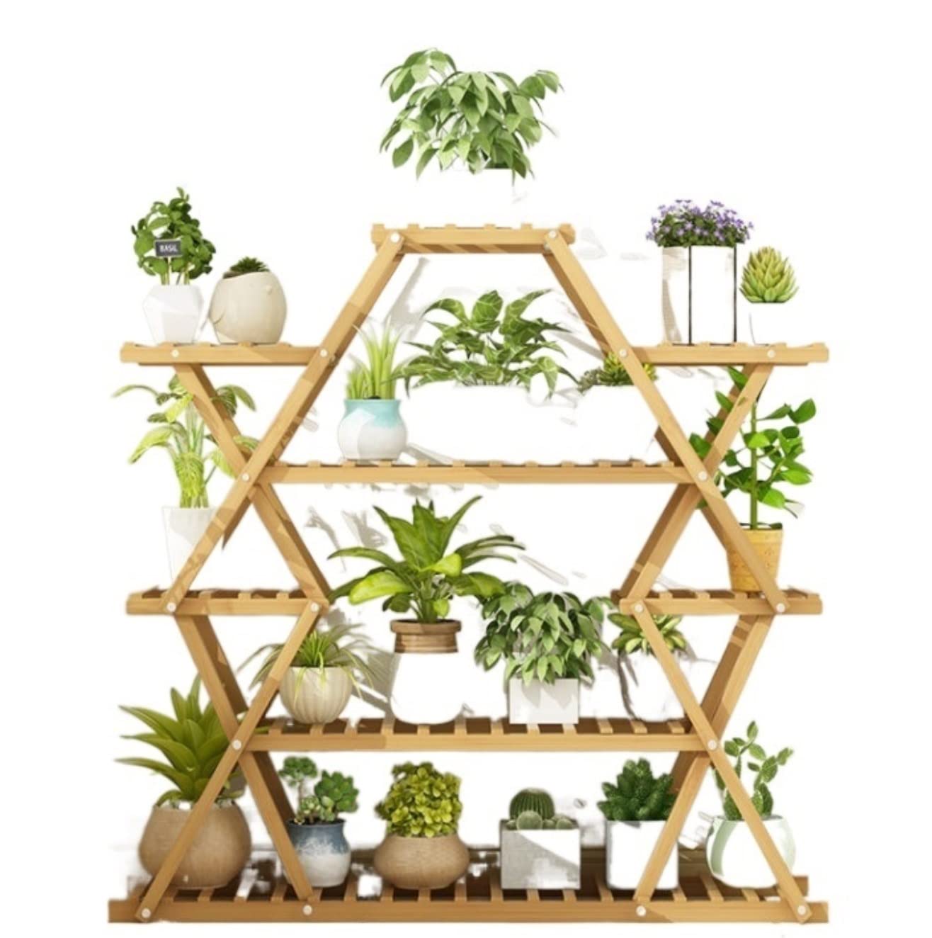 YYLMKMFC-AE Plant Shelves Flower Holder Plant Display Stand Bamboo Tiered Indoor Flower Stand For Multiple(A 1Pcs,105 * 25 * 114cm)