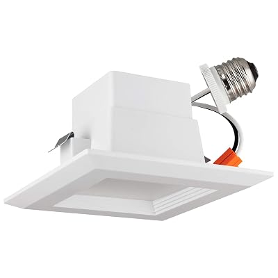 Sunlite LED Retrofit 4-Inch Square Light Fixture, Medium Base, Dimmable, 10 Watt (65W=), 700 Lumens, 50,000 Hour Life Span, UL Listed, 4000K Cool White, 1 Pack