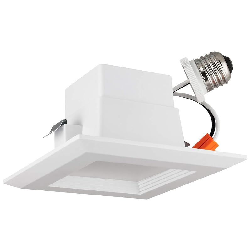 Sunlite LED Retrofit 4-Inch Square Light Fixture, Medium Base, Dimmable, 10 Watt (65W=), 700 Lumens, 50,000 Hour Life Span, UL Listed, 4000K Cool White, 1 Pack