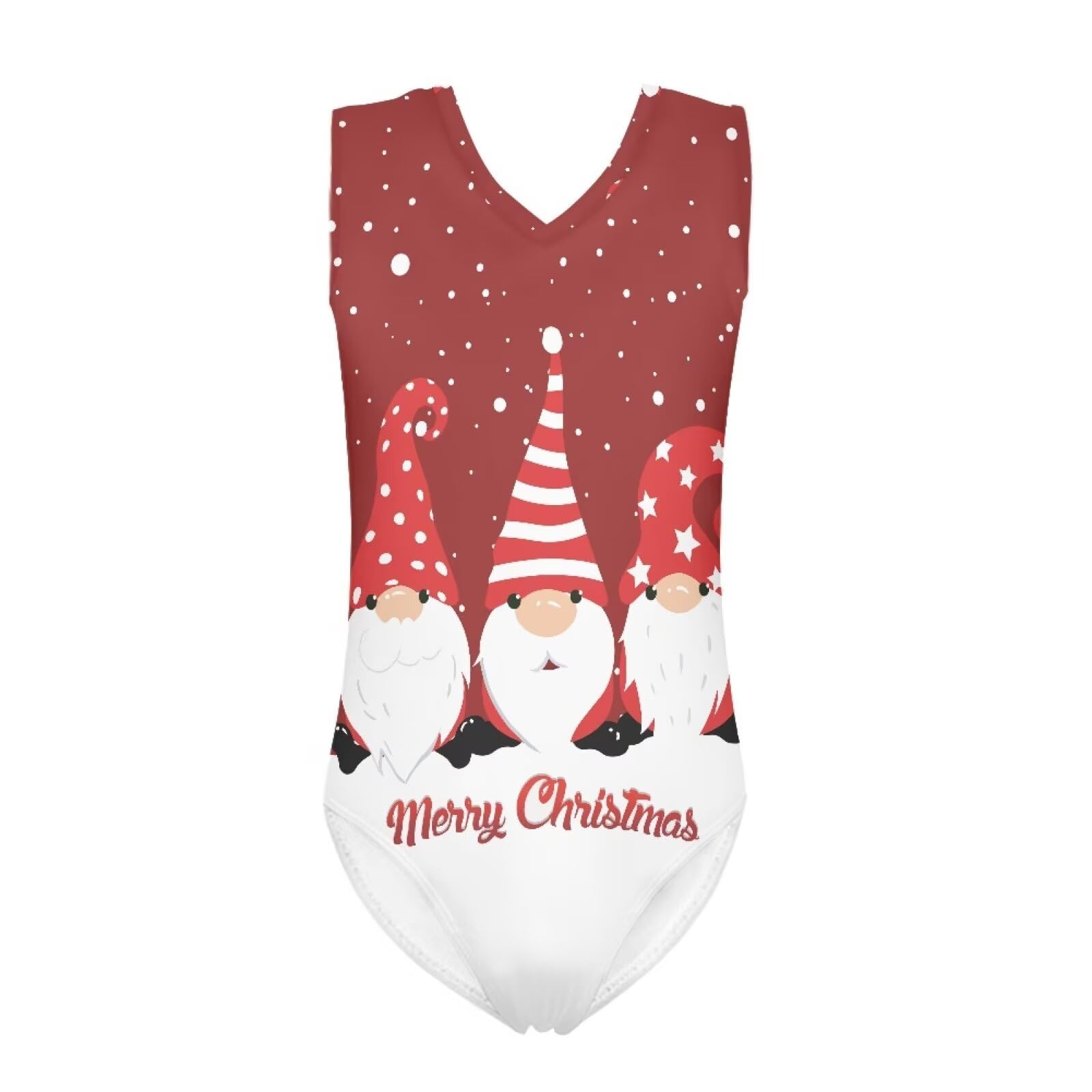 QWEFVB Gymnastics Leotards for Little Girls Tank Bodysuit Ballet Dancewear Sleeveless Athletic Dance Unitard,Christmas Dwarf