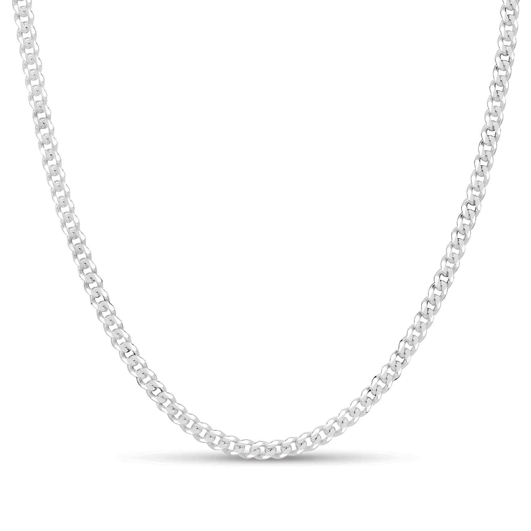 KEZEF Sterling Silver 3.5mm Curb Link Chain for Men or Women Made in Italy Creations