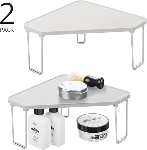 Miniatura 4 de mDesign Estante apilable de esquina de plásticoacero, estante organizador de almacenamiento para baño, tocador, encimera, fregadero, gabinete,