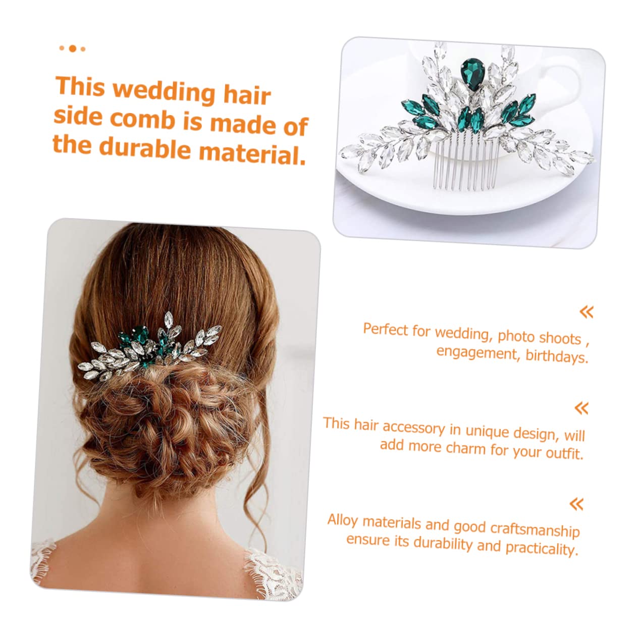 POPETPOP Lot De 4 Peignes À Cheveux Élégants Pour Mariée Avec Strass Accessoire Pour Enterrement De Vie De Jeune Fille Mariage Banquet