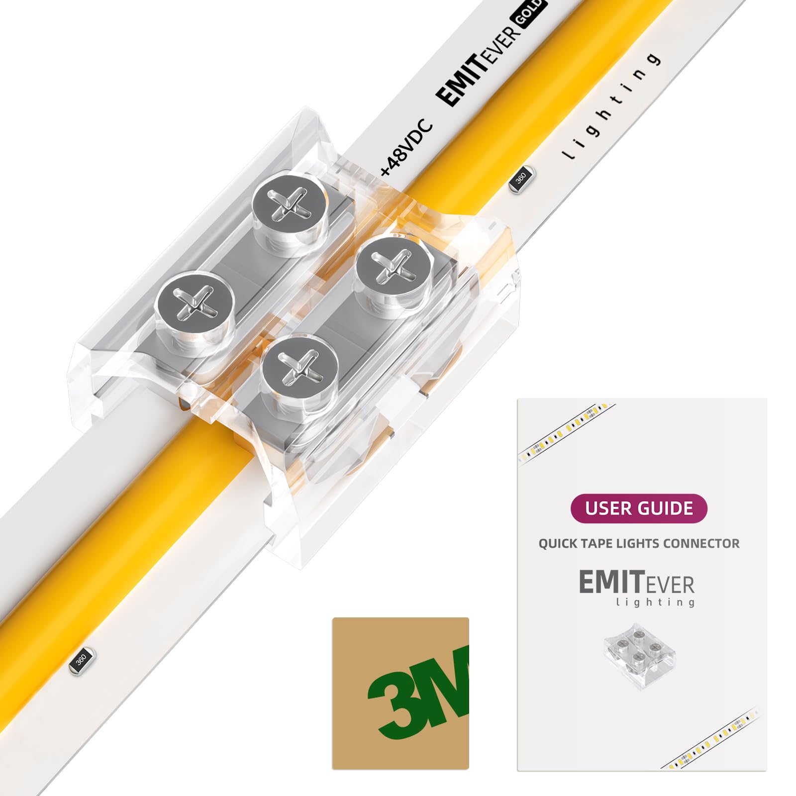 Photo 1 of ?EMITEVER 10mm LED Strip Connectors,12 Packs LED Tape Light Terminal Block Connector 2-pin Solderless Tighten Screw Transparent Tape to Tape Connectors for 5V 12V 24V 48V 10mm Width LED Strip Lights?