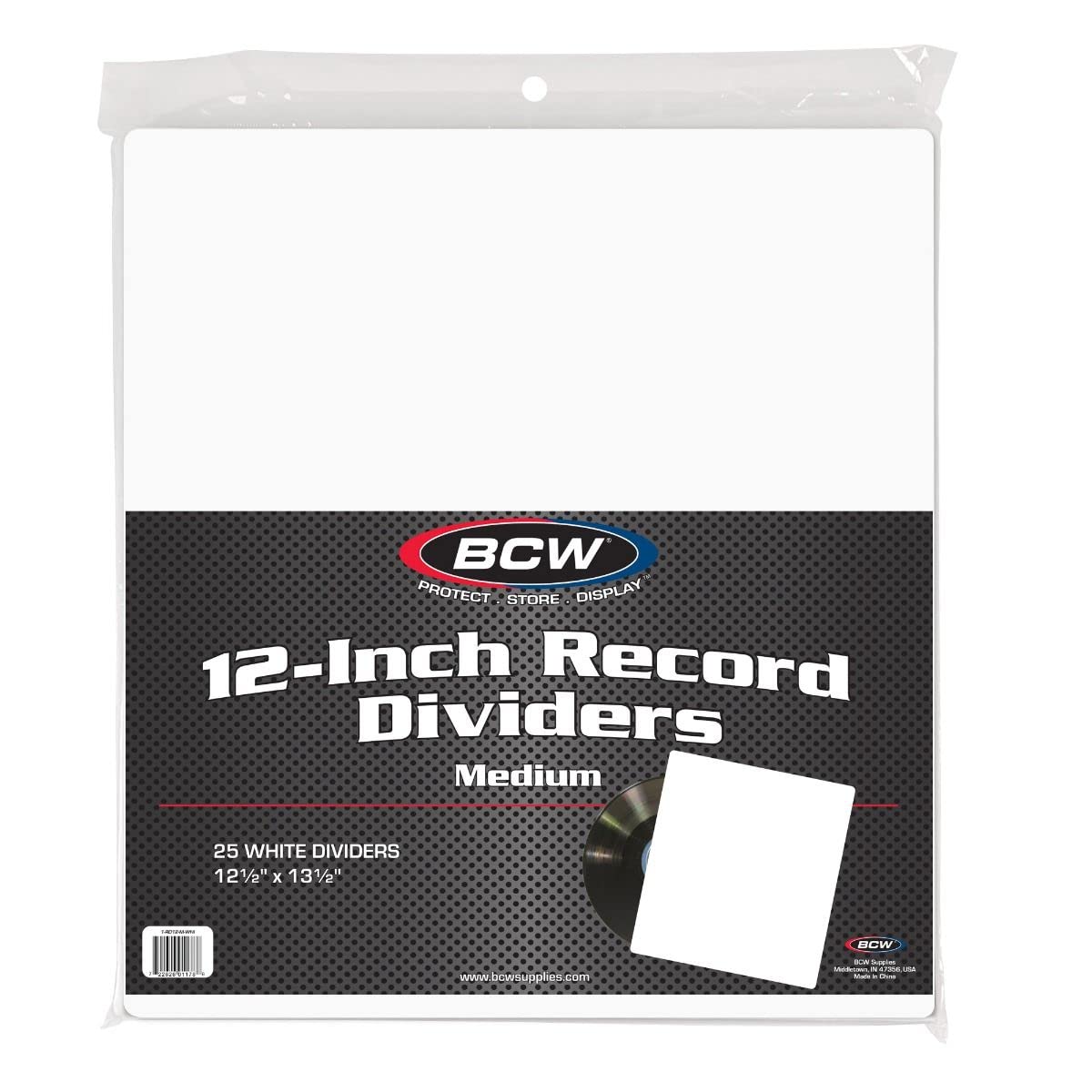 BCW 25CT 30cm RECORD DIVIDERS - MEDIUM - WHITE