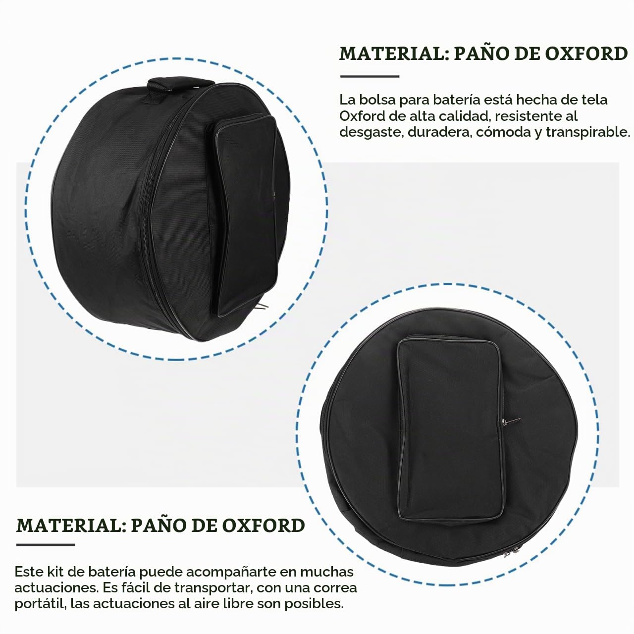 Funda para Caja de Tambor 13-14 Pulgadas Acolchada – Portátil, Compatible con Baterías, Protectora para Transporte