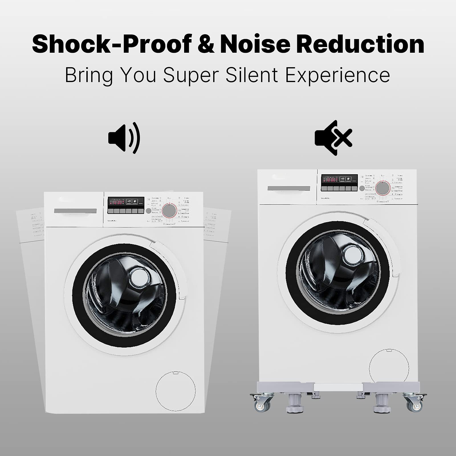 Mini Fridge Stand Mobile Base, Adjustable Washing Machine Stand with 4 DualBrake Rubber Swivel