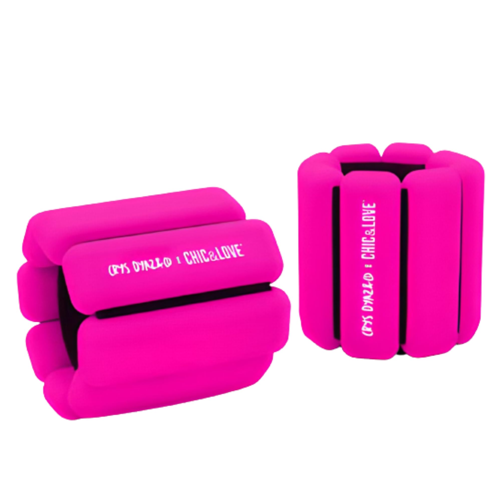 CHIC & LOVE® x Crys Dyaz Gewichts-Set für Knöchel und Handgelenk, 2 x 0,45 kg, verstellbar und verstellbar, für Fitnessstudio, Schwimmen, Pilates oder Yoga (Fuchsia)