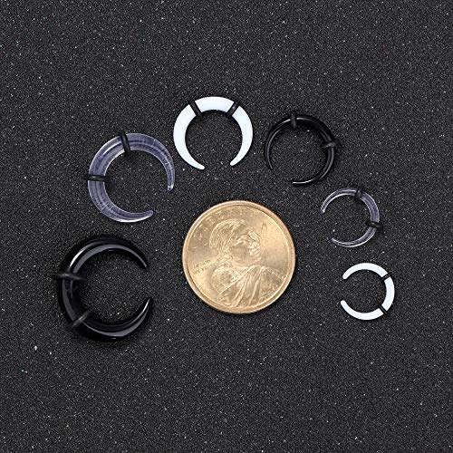 Jstyle 18Pcs 14G-4G Acrylic Pincher Tapers Septum Ring C Shape Buffalo Stretcher Expander with Black O-Rings for Stretching Pierced Nose Ear Cartilage4