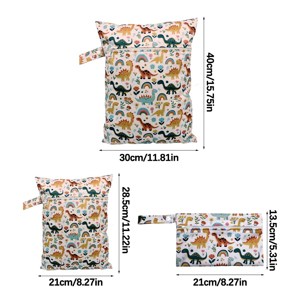 3 Piezas Bolsa Impermeable Bebe Guarderia, Bolsa Pañales Bebe, Bolsa Húmeda Reutilizable, para Equipos de Natación, Ropa Deportiva, Ropa Húmeda, 3 Tamaños, Ideal para Uso en Exteriores