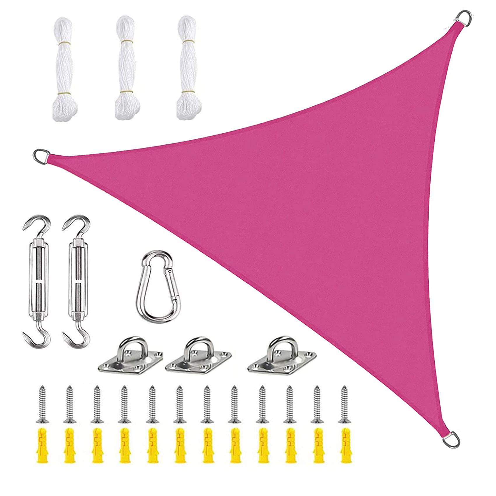 Voile d'ombrage triangulaire imperméable 4x4x5,7m avec ses accessoires