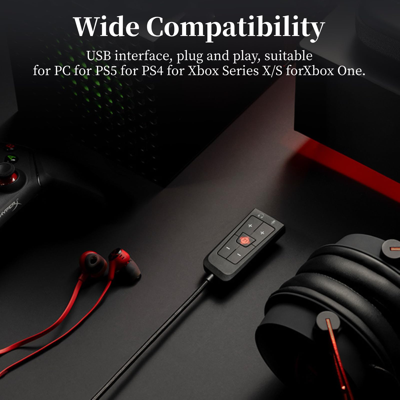 Diyeeni Adattatore Audio da USB a Jack da 3,5 Mm, Cavo da USB a Jack Femmina da 3,5 Mm per Cloud II, Scheda Audio Stereo Esterna con Controllo Volume per Cuffie per Series X