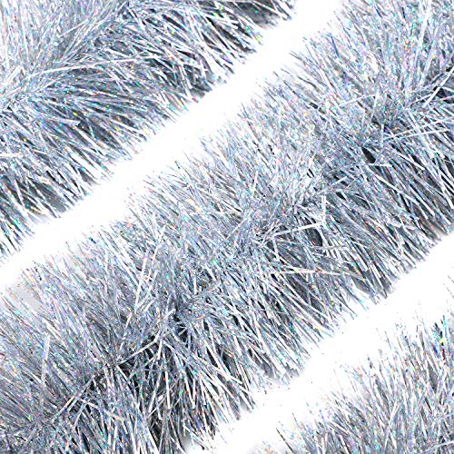 Alonsoo 25Ft Christmas Tinsel Garland, Christmas Tree Ornaments Home Party Classic Shiny Sparkly Ceiling Hanging Decorations, Filaments Silver. #TOP27