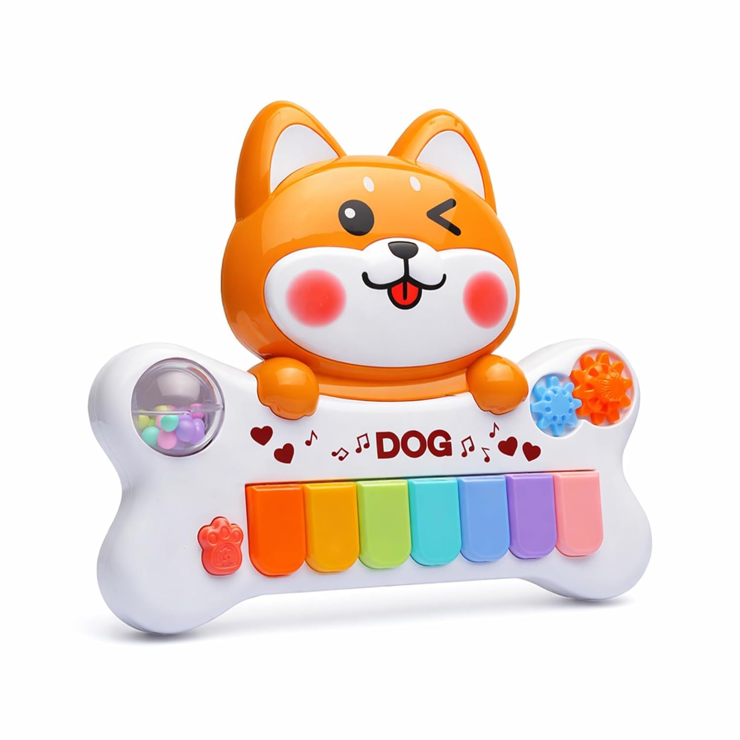 HERBASTRY Dog Musical Piano Toy for Kids Educational Animal Keyboard Toy for Toddlers 18 Month+ Light Up Baby Piano with Colorful Keys, Sound & Music Modes
