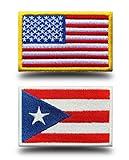 Antrix 2 Pack American Flag Patch Summer Puerto Rico Flag Patch Puerto Rican Flags Tactical Patch for Clothes Hat Caps Backpacks Military Clothing Team and Work Patch（Puerto Rico）
