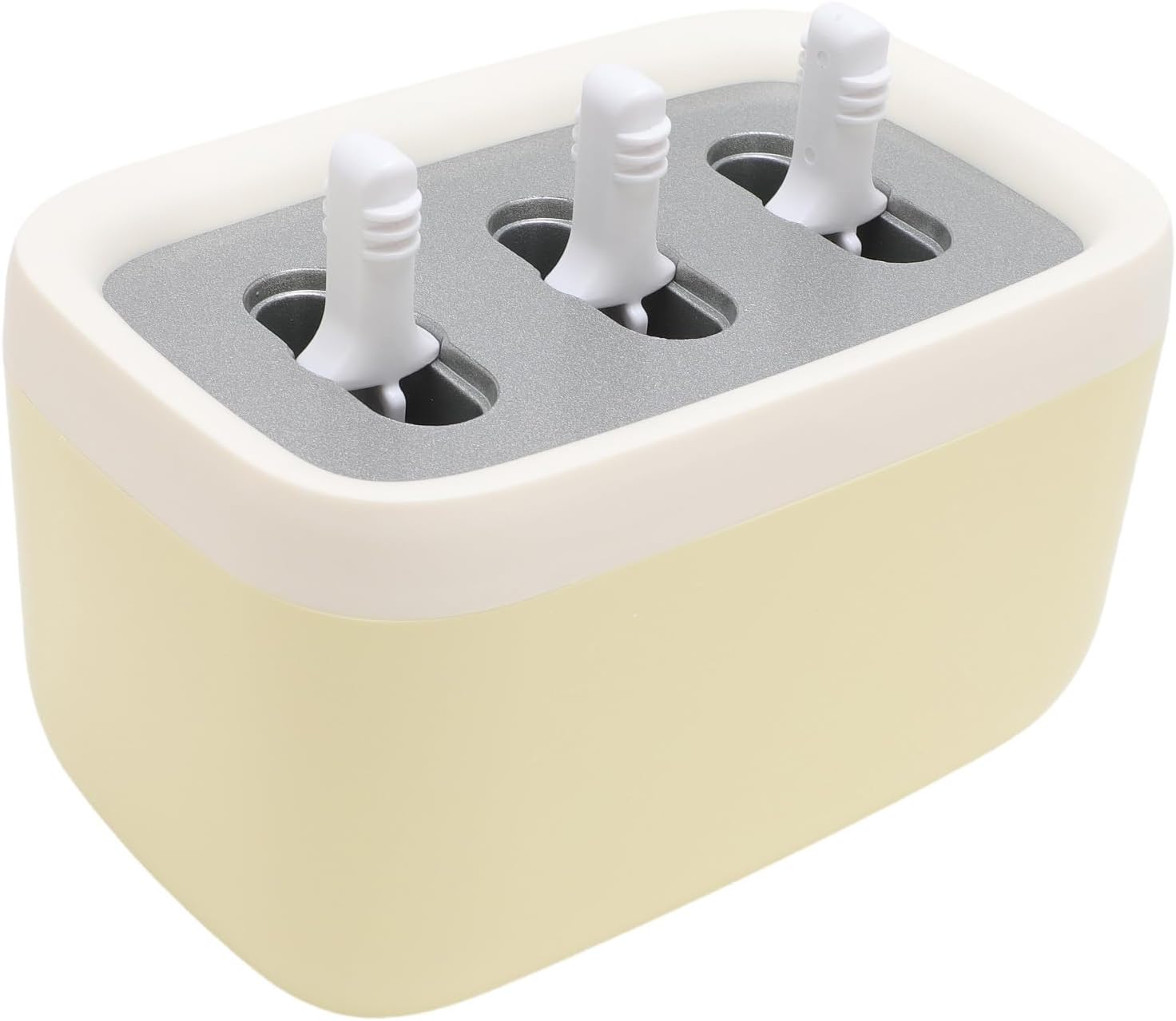 Popsicle Mold, Aluminum Alloy 3 Cavity Ice Pop Maker with 6 ABS Sticks and Funnel for Home Kitchen DIY, Dishwasher Safe Easy Release (Lemon Yellow)