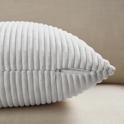 Miniatura 4 de Fancy Homi Paquete de 2 fundas de almohada decorativas grandes de color blanco de 24 x 24 pulgadas para sala de estar, sofá cama, estilo rústico,