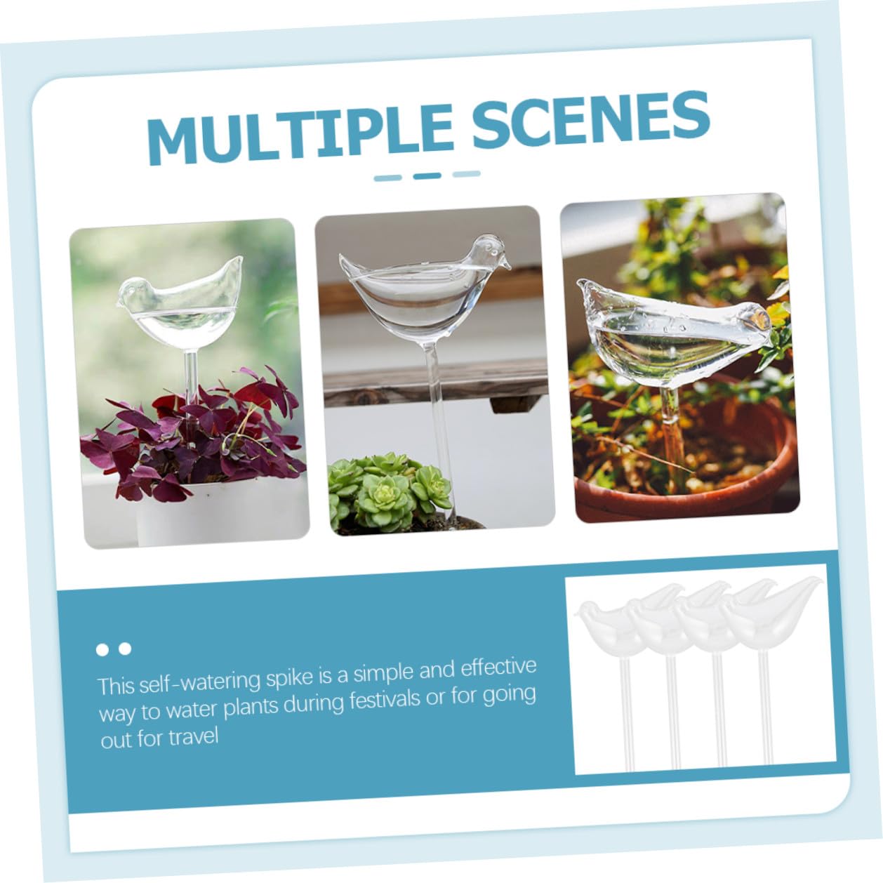 VICASKY Globes D'arrosage Automatiques en Verre Borosilicaté pour Plantes, Lot de 4, Facile à Utiliser et Auto-Irrigation, pour Voyages et Festivals