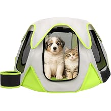 Foldable Portable Pet Playpen with Bowls,Indoor Outdoor Pet Enclosure Blue