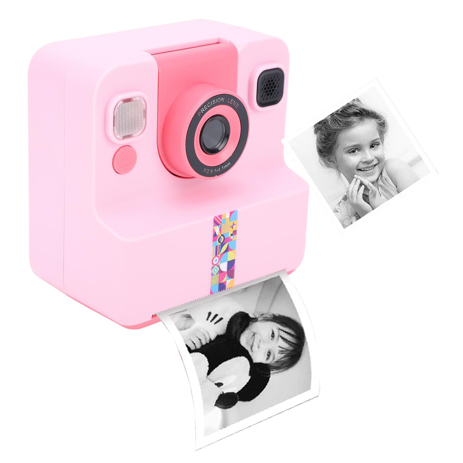 Fotocamera a Stampa Istantanea con Obiettivo Rotante a 180° (Rosa)