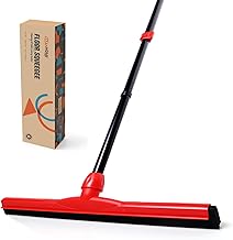 CLEANHOME Floor Squeegee Heavy Duty with 54 Inch Long Handle for Household Bathroom Garage Removing Water Pet Hair Marble Glass Tile Cleaning Tools