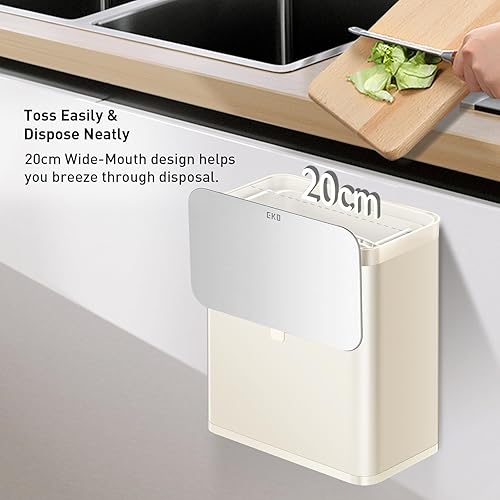 Miniatura 54 de EKO Puro - Mini bote de basura para cocina montado en la pared con tapa, organizador de residuos de alimentos, 0.79 galones / 3 litros (verde)