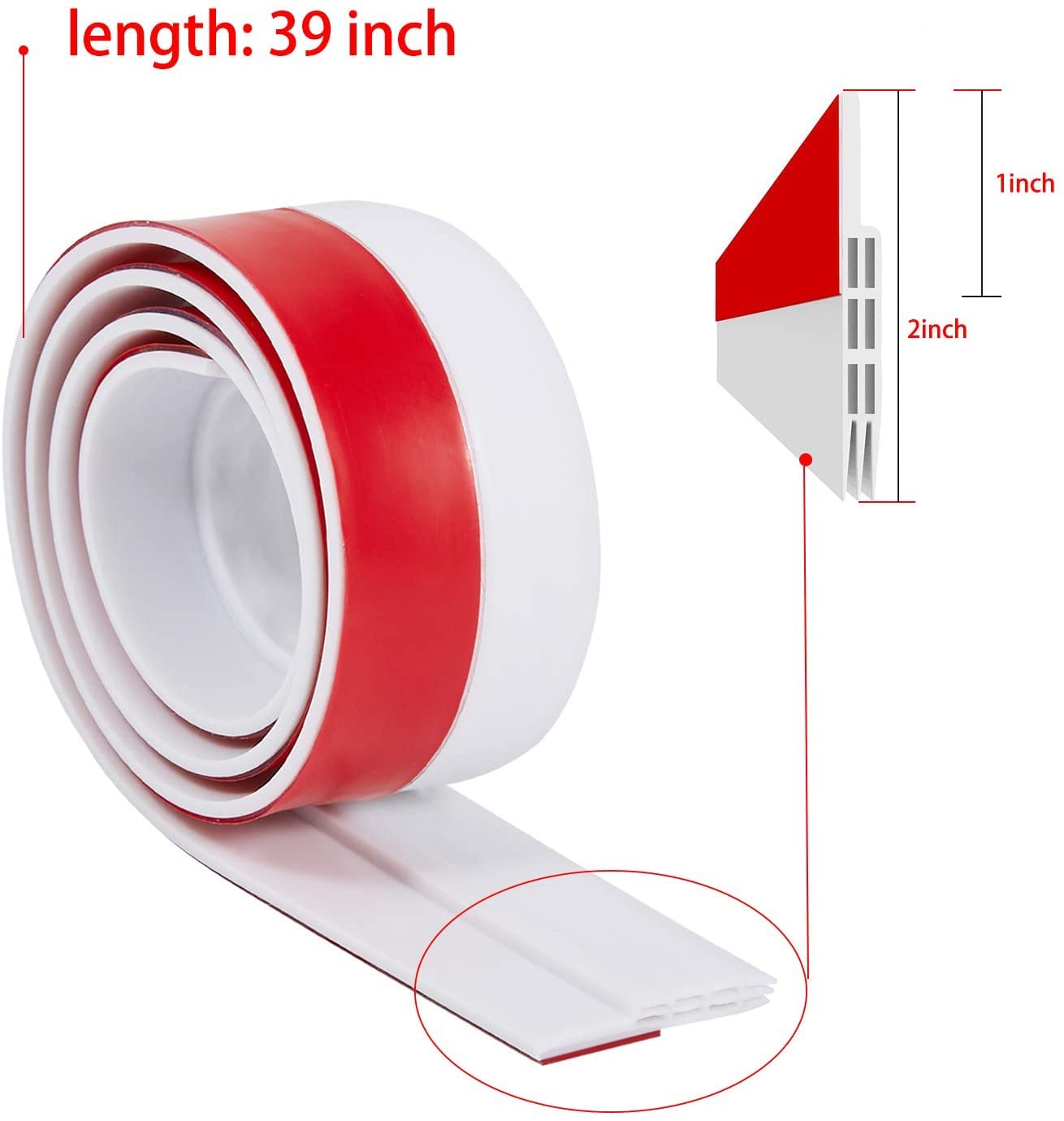 Close-up of the AIMINTSEN door draft stopper's durable silicone material and adhesive backing on a door bottom.